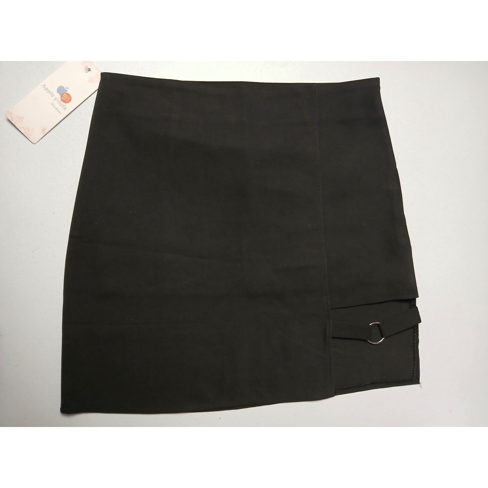 Apple yilufa Black Asymmetric Mini Skirt O-Ring Cutout High Waist NWT Waist 24"